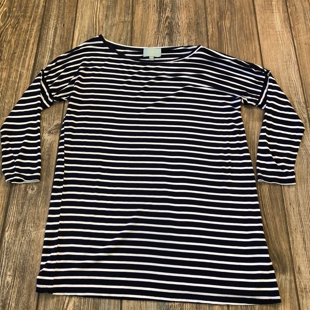 SKIES Are Blue Navy White Breton Stripe Long Sleeve Top Shirt XS